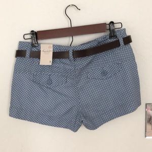 Baby Blue polka dot shorts comes with brown belt